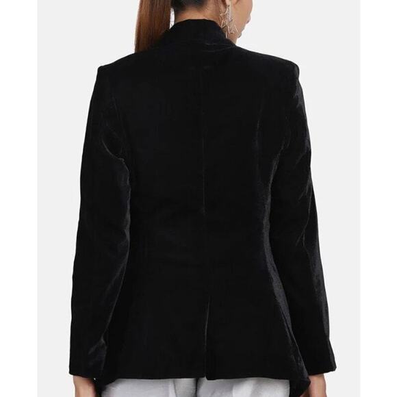 PowerSutra Velour Velvet Finnish Jacket Women Sz 11XL Black Office Holiday New - Picture 5 of 12
